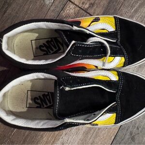 Vans Kids Sneakers with Black and Yellow Flames
